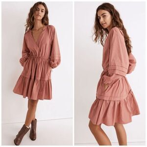 Madewell crinkle poplin wrap mini dress size XS